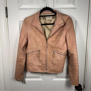 Pink‎ Women's Pebbled Faux Leather Jacket